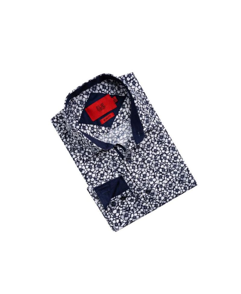 Men's Slim Fit Floral Print Button-Down Shirt for Men