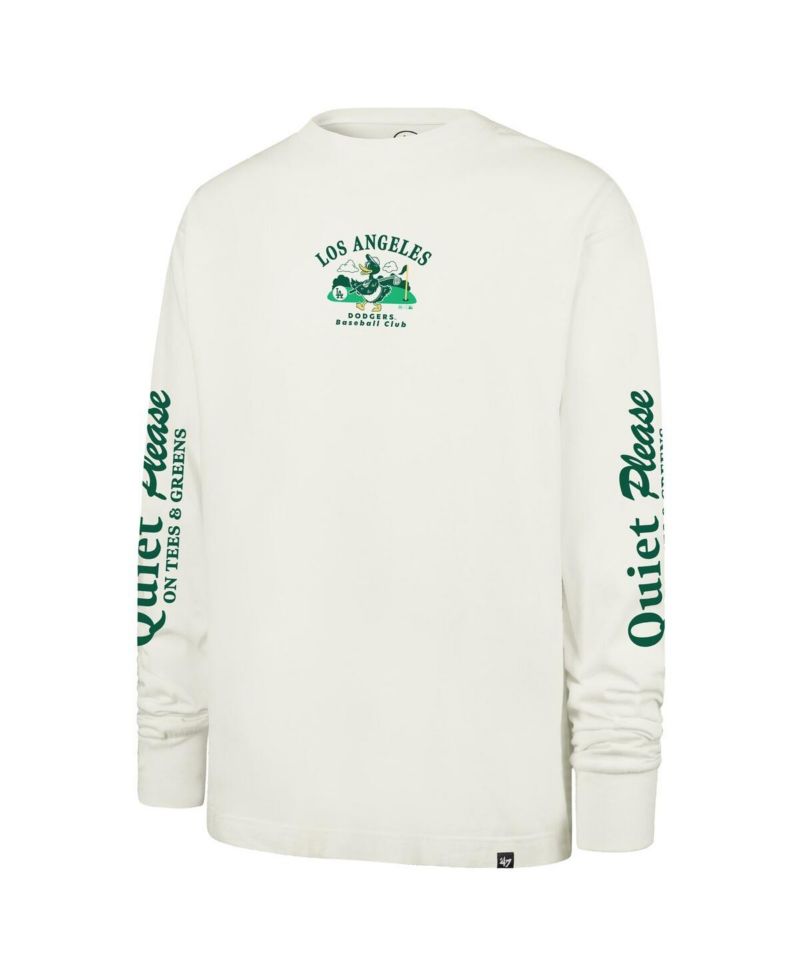 Men's Cream Los Angeles Dodgers Quiet Please Foundation Long Sleeve T-Shirt