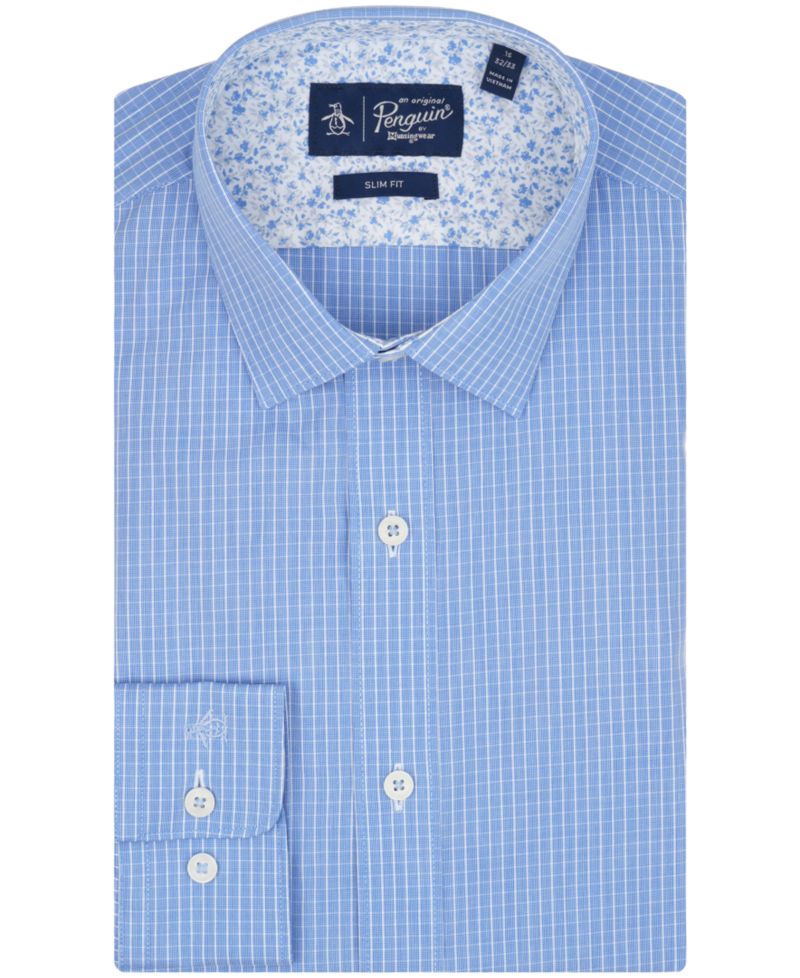 Men's Slim-Fit Checks Dress Shirt