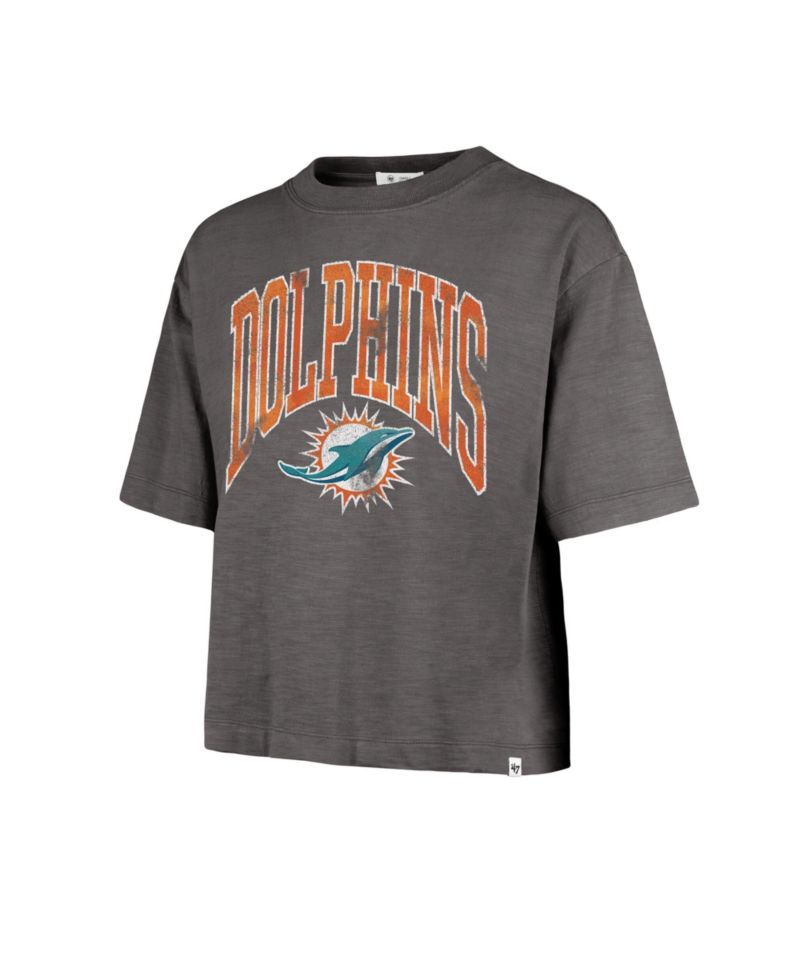 Women's '47 Charcoal Miami Dolphins Cropped Mindi Slub T-Shirt