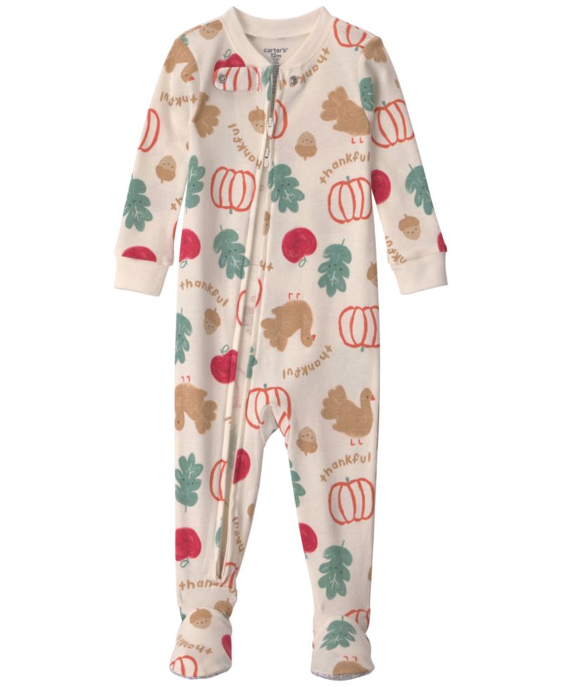 Baby Boys' or Baby Girls' Holiday 2-Way Zip Snug-Fit 1-Piece Footed Pajamas