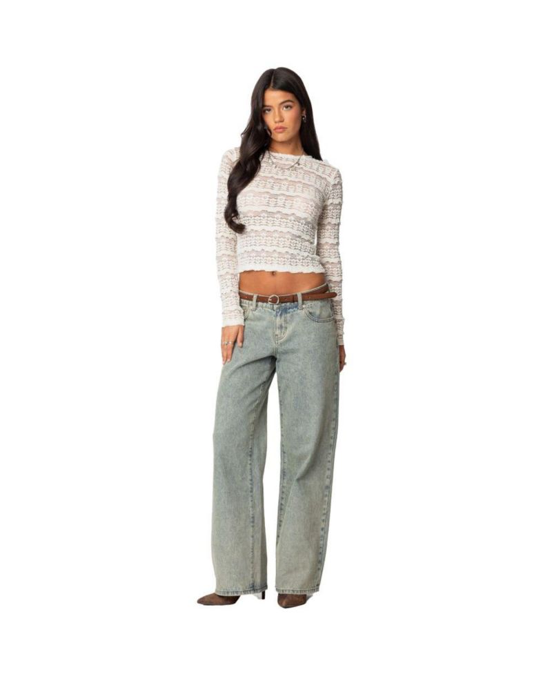 Women's Daisey Textured Sheer Lace Top