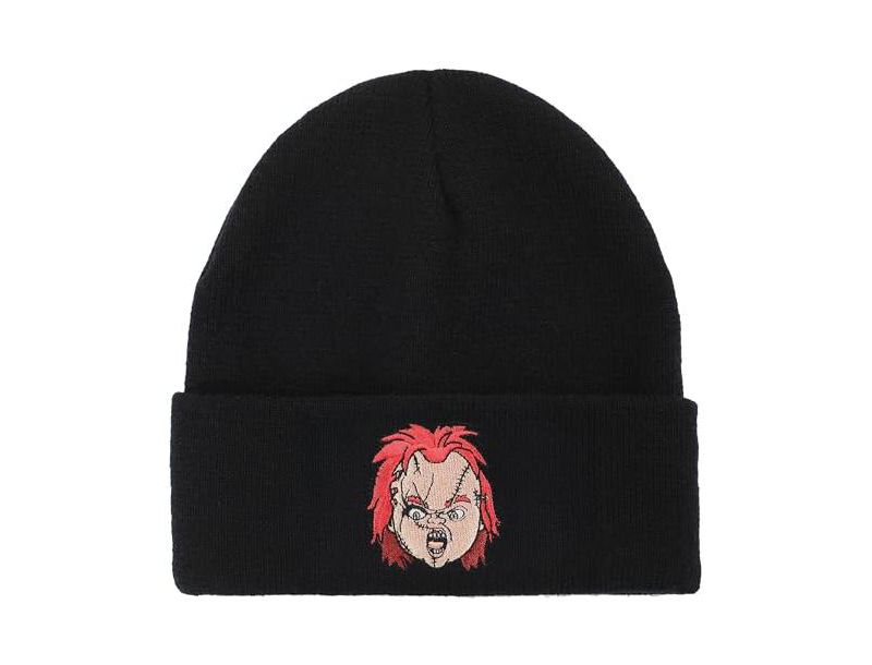 Men's Embroidery Black Acrylic Knit Standard Cuff Beanie