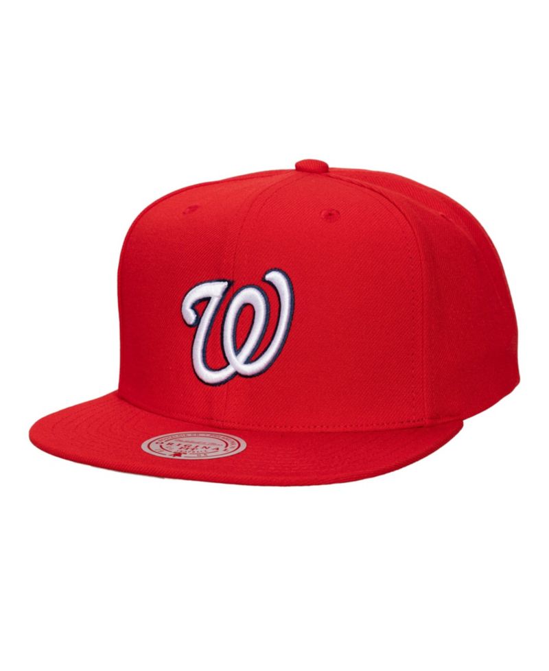 Men's and Women's Red Washington Nationals Side Logo Snapback Hat