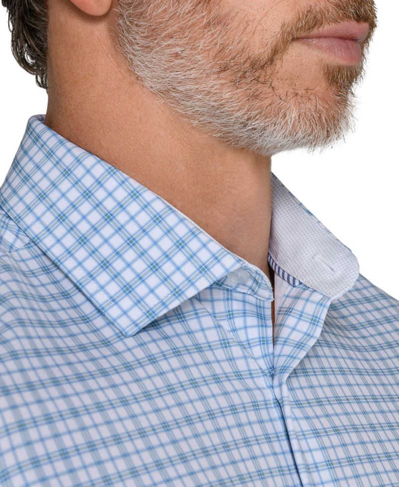 Men's Fern and Flora Slim-Fit Plaid Wrinkle-Free Dress Shirt