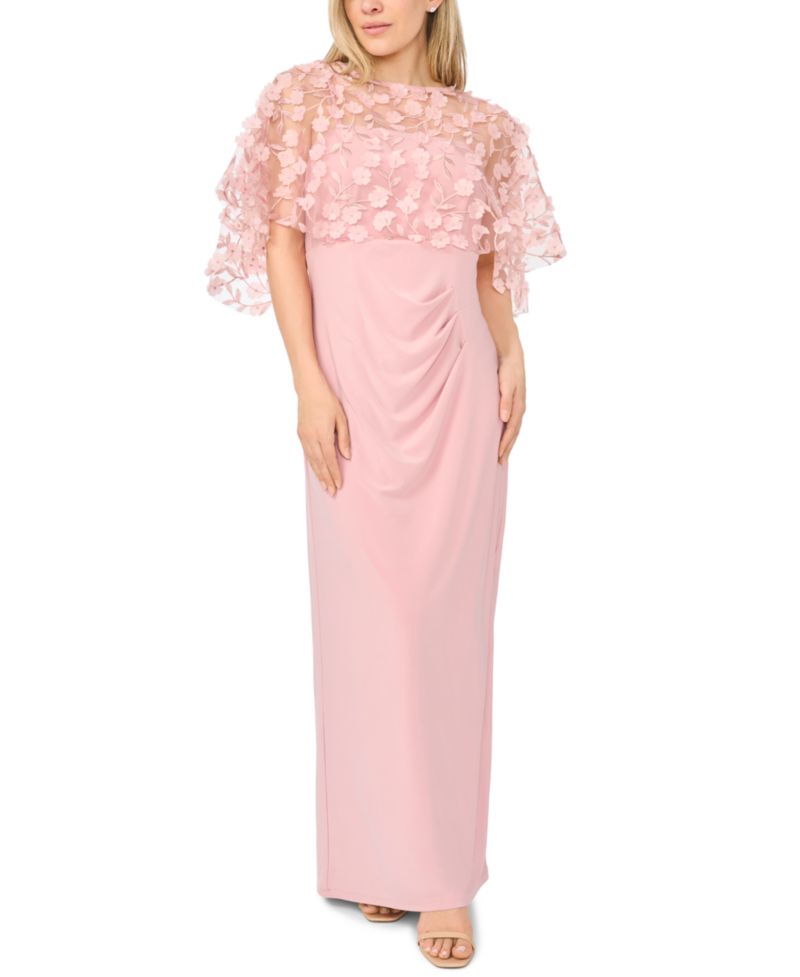 Petite Polyester Blend Crewneck Gown