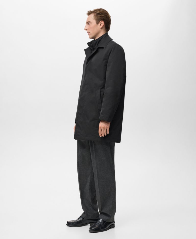 Men's Quilted Water-Repellent Trench Coat