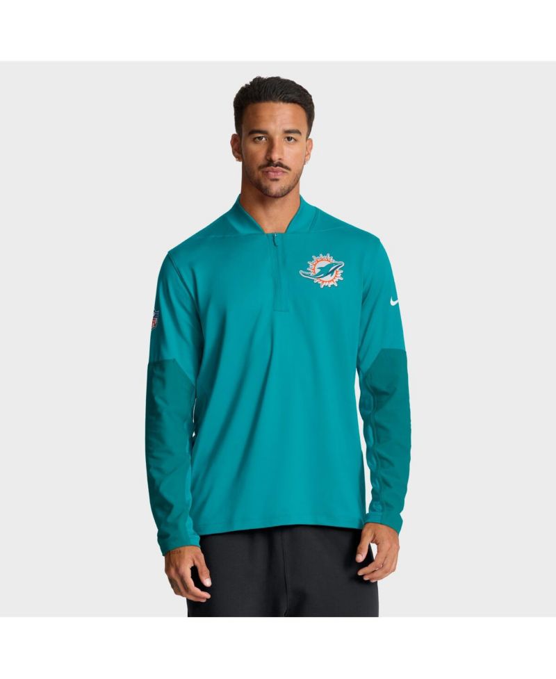 Men's Aqua Miami Dolphins Sideline Dri-FIT Half-Zip Pullover