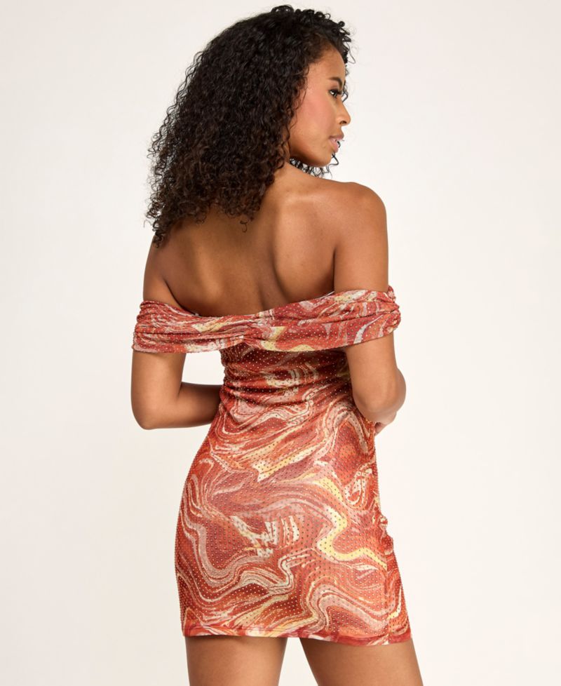 Juniors' Embellished Off-The-Shoulder Dress