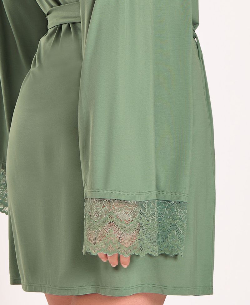 Plus Size Stretch Knit Long-Sleeve Robe