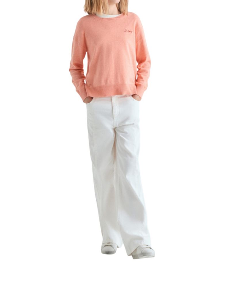 Women's Crew Neck Long Sleeve Cotton Sweater
