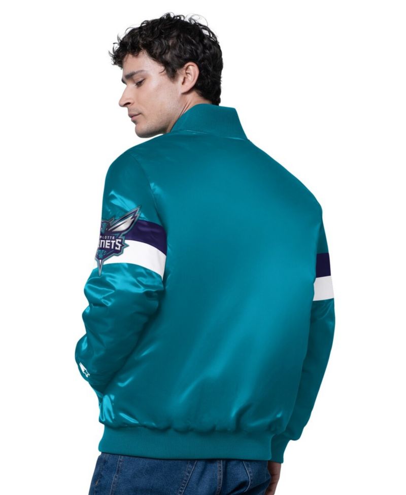 Men's Teal Charlotte Hornets Triple Option Varsity Full-Snap Satin Jacket