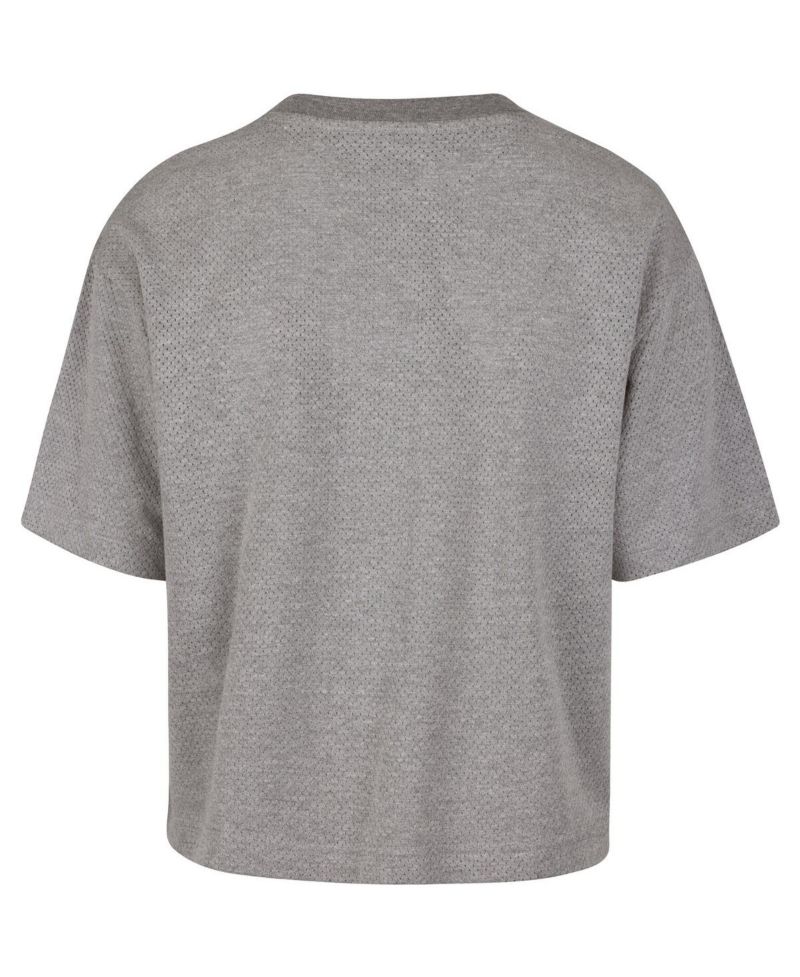 Women's Gray Boston Celtics Pivot Drop Needle Cropped T-Shirt