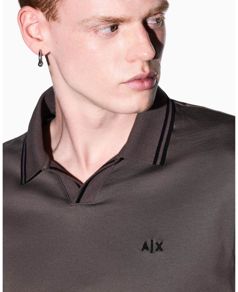 Men's Mercerized Tipping Johnny Collar Polo Shirt