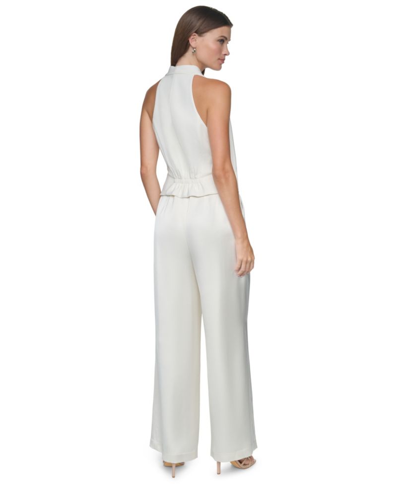 Women's Halter V-Neck Wide-Leg Jumpsuit
