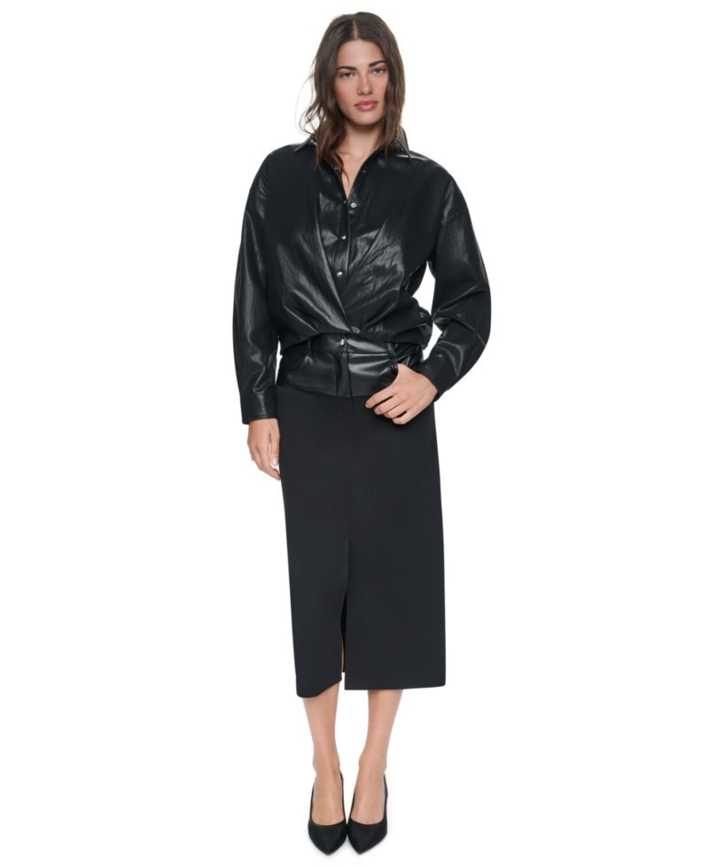 Women's Twist-Front Bubble-Hem Shirt