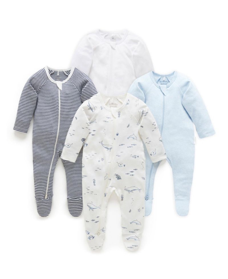 Baby Boys Zip Coverall 4 Pack
