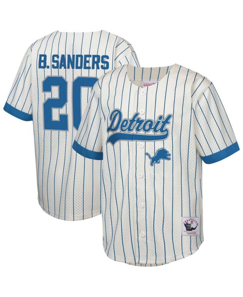Big Boys and Girls Barry Sanders Cream Detroit Lions Retired Player Name & Number Baseball Jersey