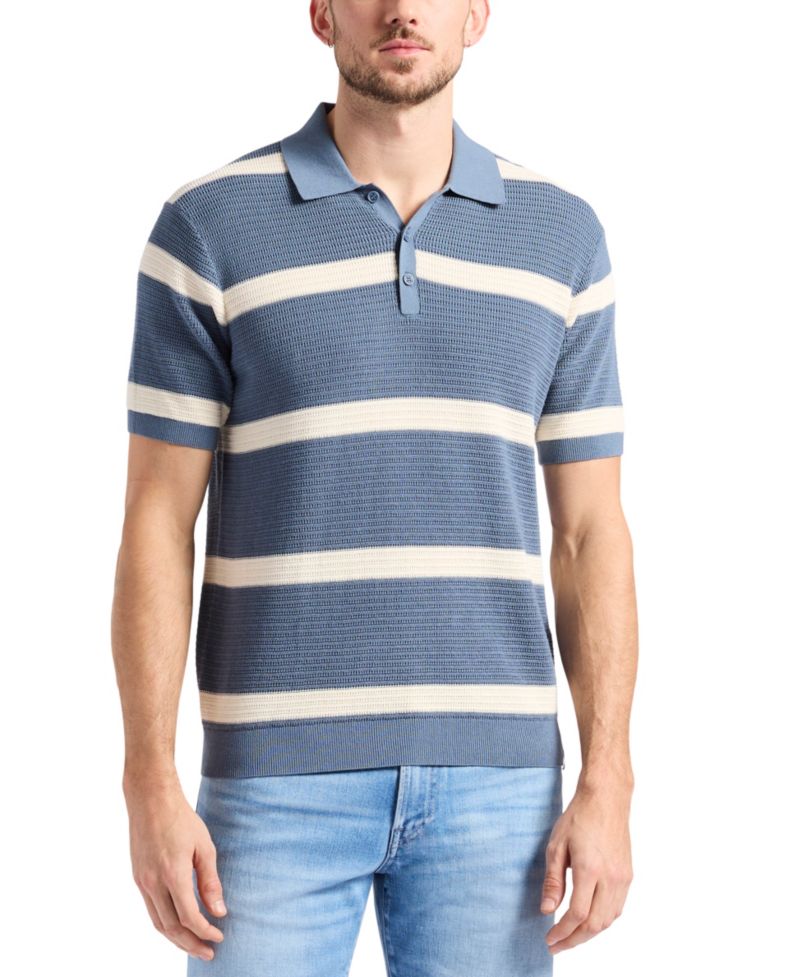 Men's Winder Textured Striped Polo Sweater