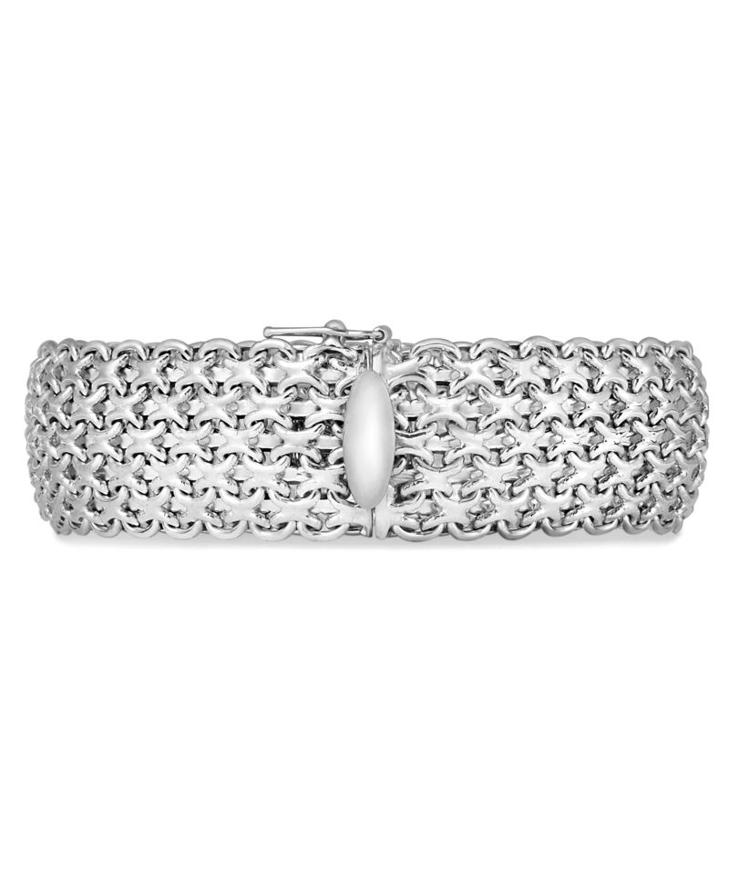 Wide Mesh Link & Chain Bracelet in 14k Gold