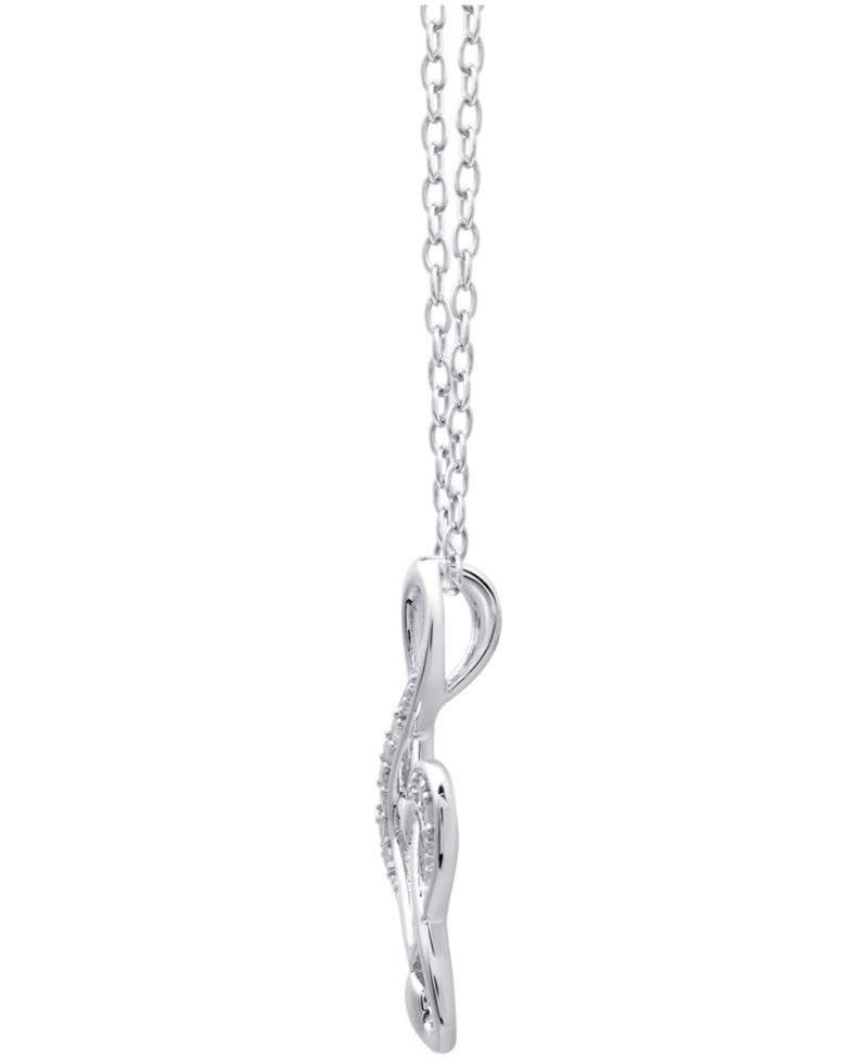 Diamond Treble Clef Heart Pendant Necklace in Sterling Silver (1/10 ct. t.w.)