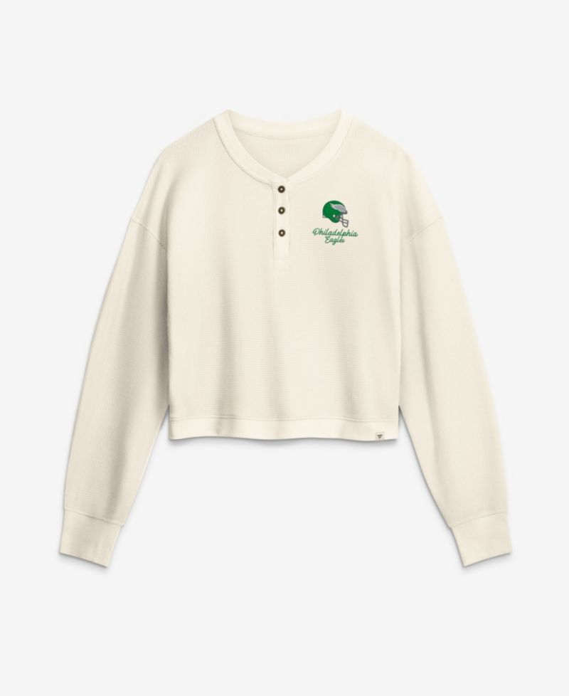 Women's Philadelphia Eagles Cropped Long-Sleeve Henley Shirt