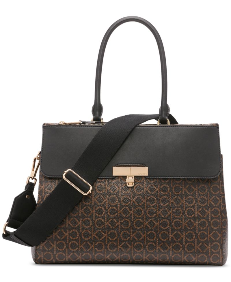 Becky Signature Triple Compartment Turnlock Convertible Tote