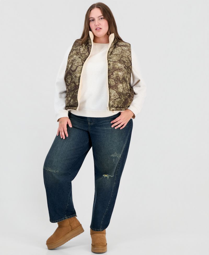 Plus Size Reversible Sherpa Puffer Vest