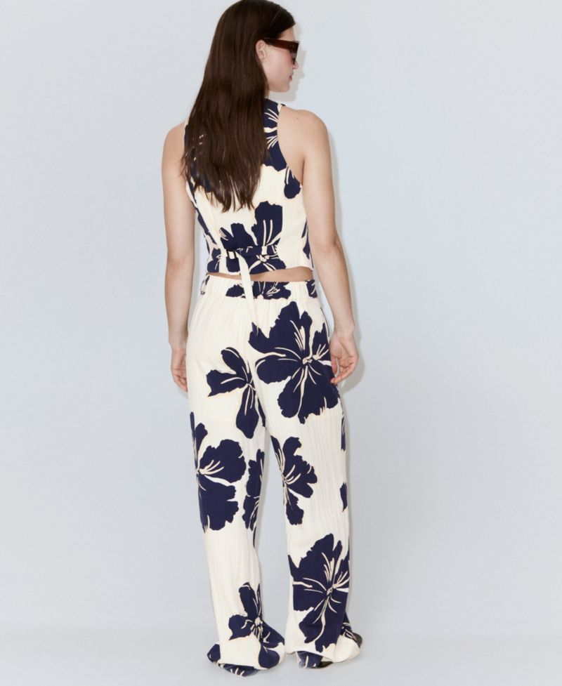 Women's Straight Floral-Printed Lyocell Pants