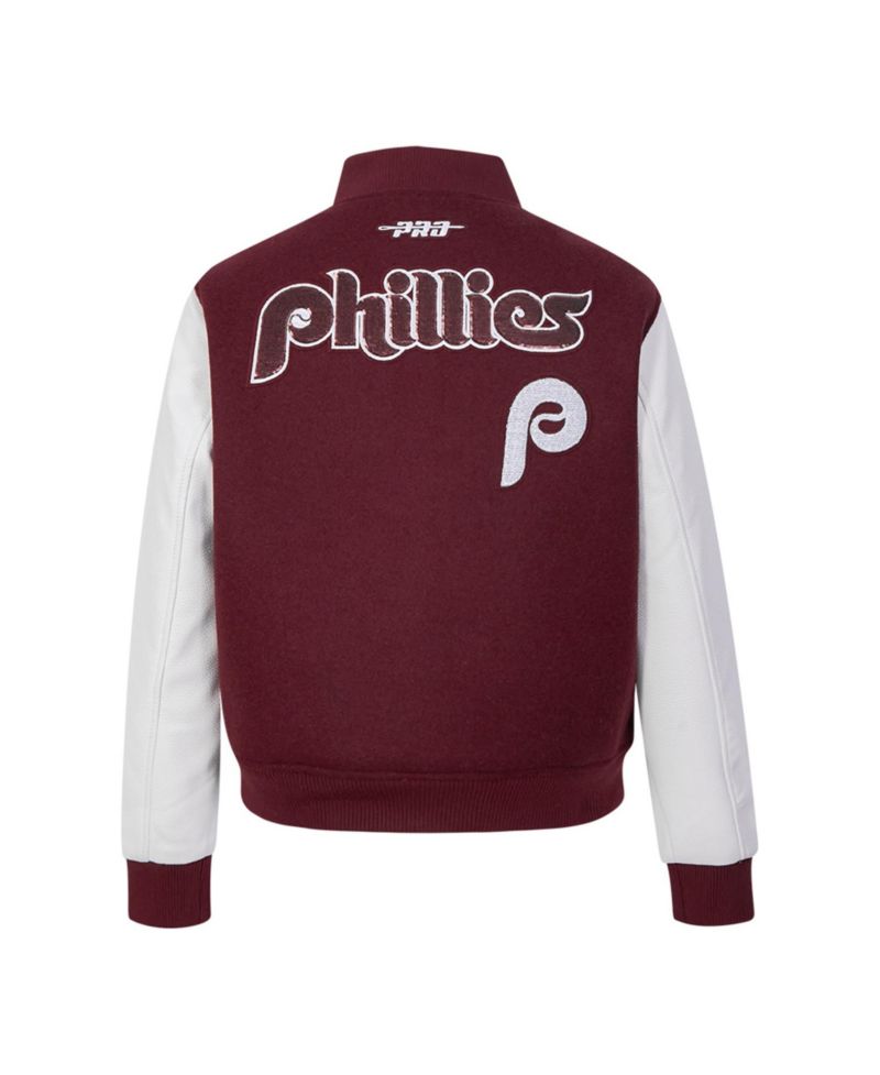 Women's Burgundy Philadelphia Phillies Game Day Classics Wool Varsity Jacket