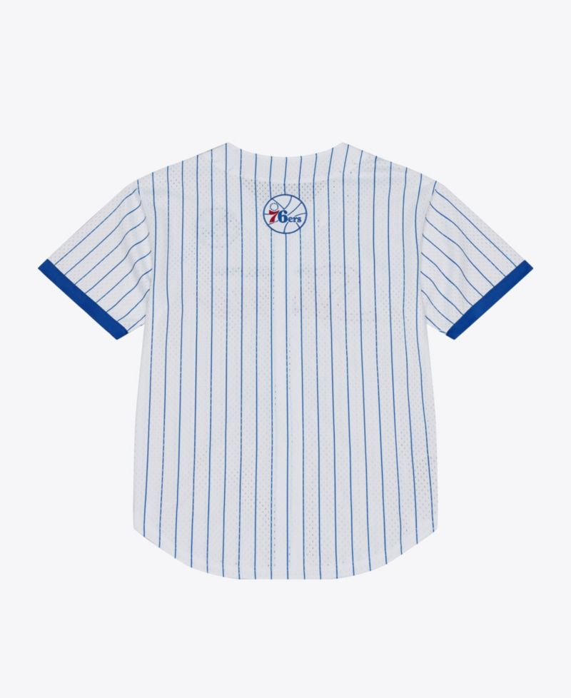Men's Philadelphia 76ers Head Coach Pinstripe Mesh Full-Button Baseball Jersey