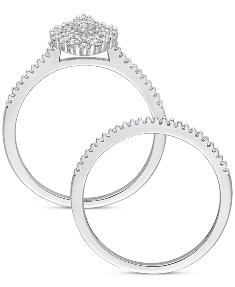 Diamond Halo Cluster Bridal Set (1/2 ct. t.w.) in 14k White Gold