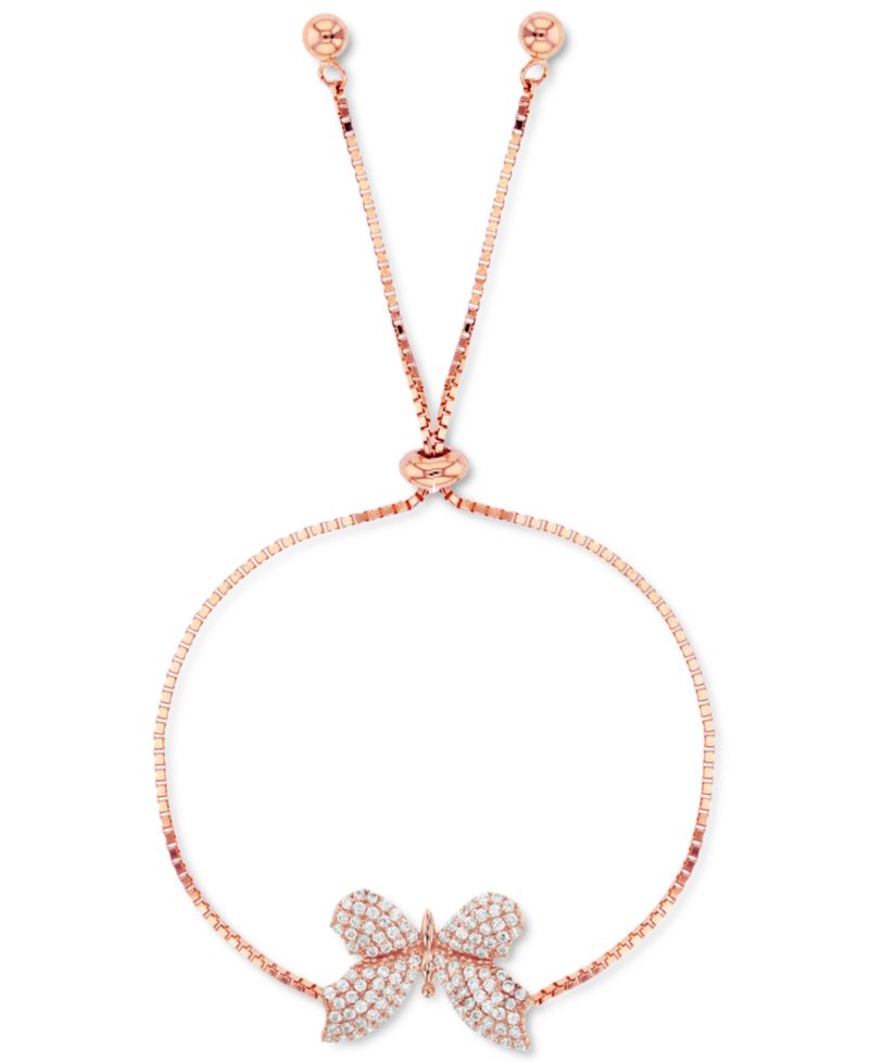 Cubic Zirconia Pav&eacute; Butterfly Bolo Bracelet