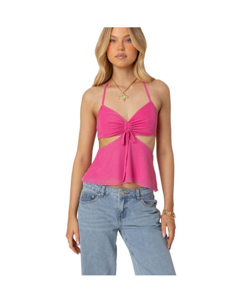 Duo cutout mesh halter top