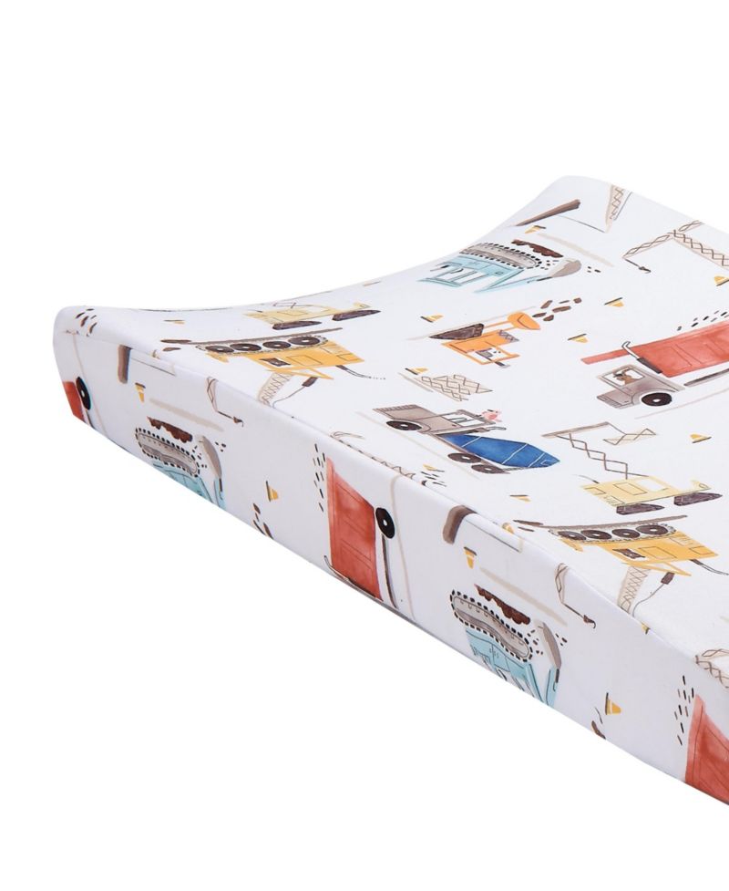 Construction Zone Changing Pad Cover - White/Trucks