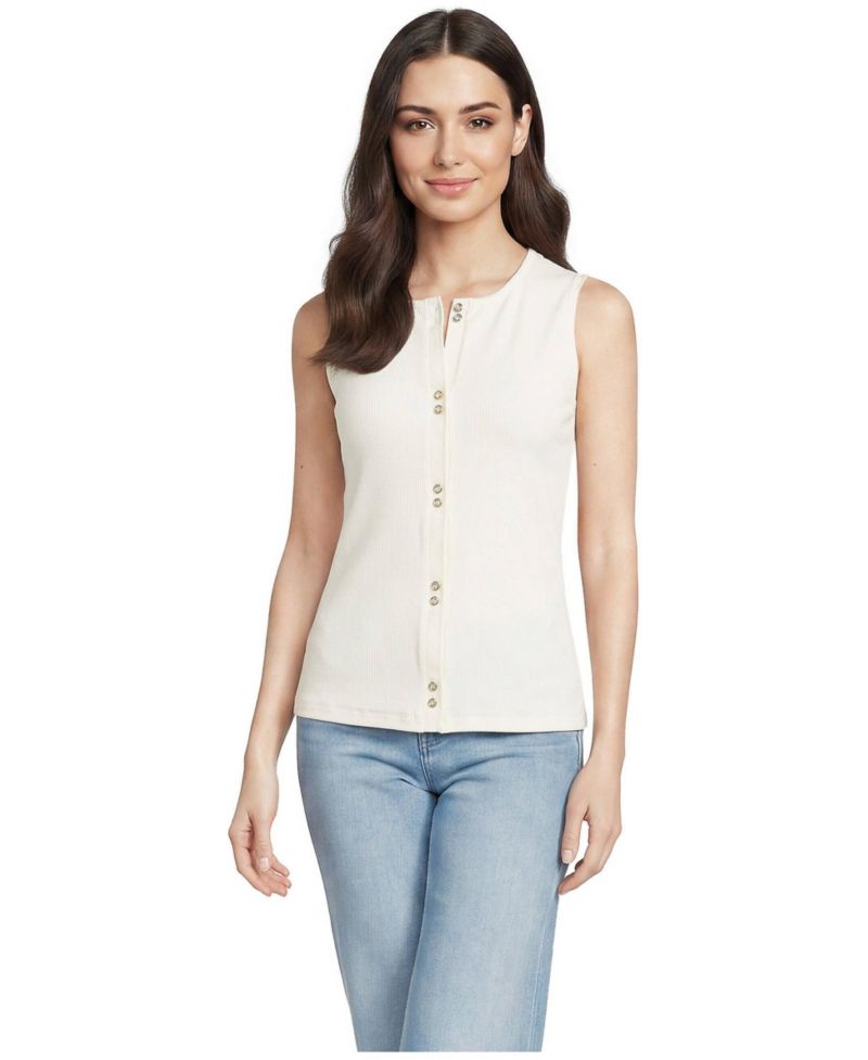 Women's Ribbed Button Tank