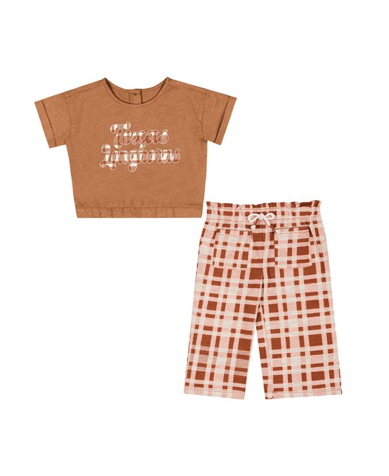 Baby Boys and Girls 2-Piece Texas Orange Texas Longhorns Sky Castle T-Shirt and Pants Set