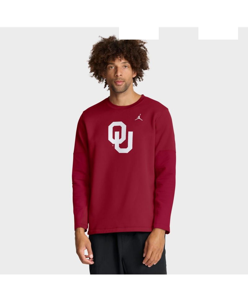 Men's Crimson Oklahoma Sooners 2025 Sideline Coach Performance Long Sleeve T-Shirt