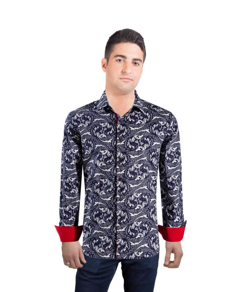 Men's Slim Fit Paisley Sport Button-Down Shirt