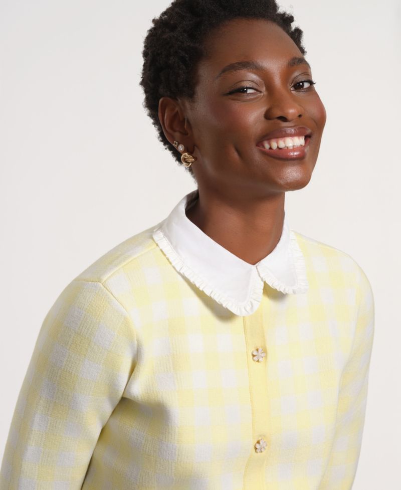 Women's Long-Sleeve Gingham Cardigan
