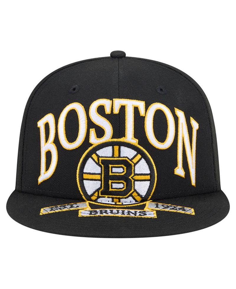 Men's Black Boston Bruins Oversized Vintage Arch 59Fifty Fitted Hat