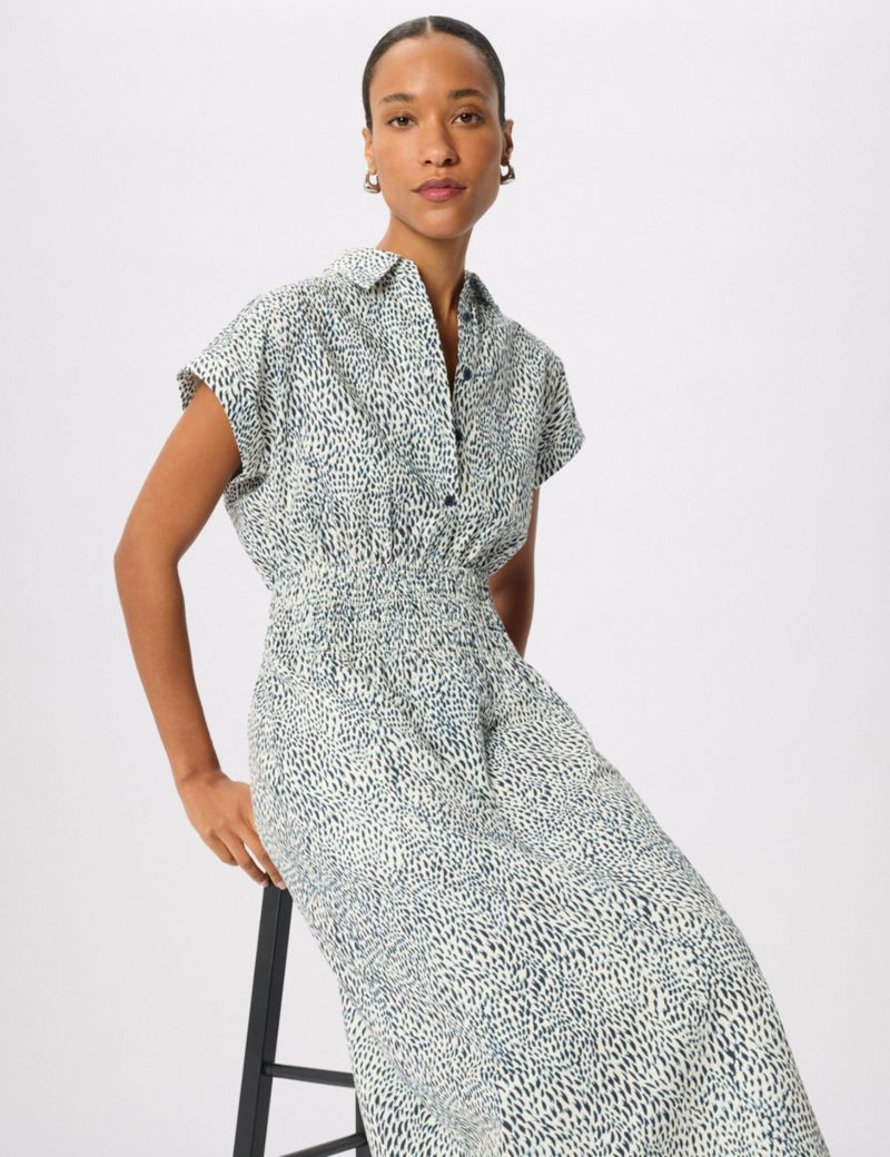 Women's Flecked Animal Collared Dress