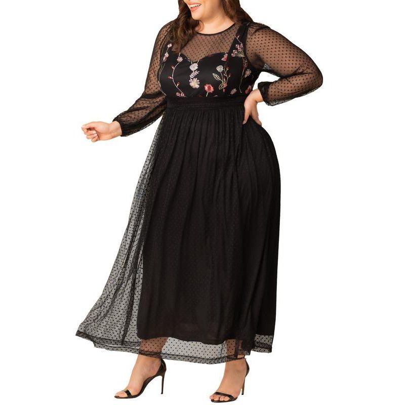 Plus Size Mystique Mixed Media Evening Gown