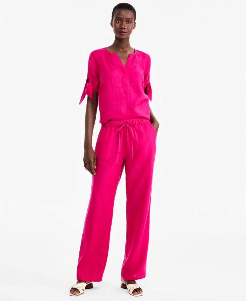 Women's 100% Linen Drawstring Pants