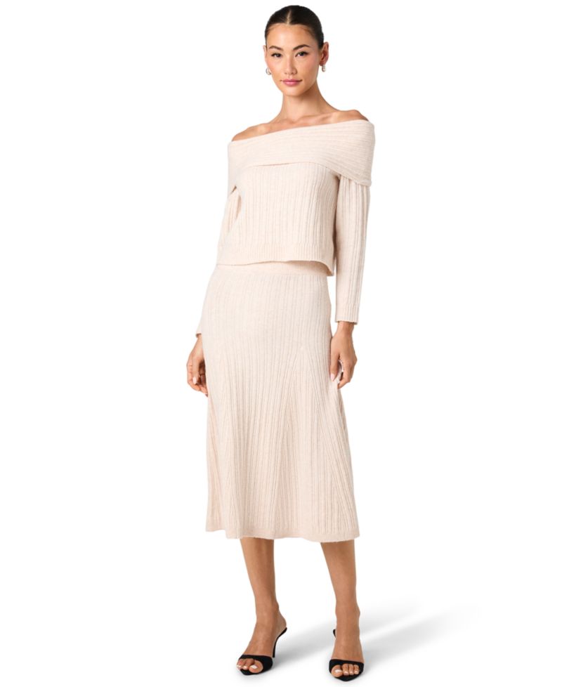 Women's Lucien Ribbed-Knit Off-the-Shoulder Sweater