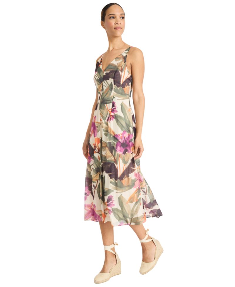 Women's Printed Voile Sleeveless A-Line Dress
