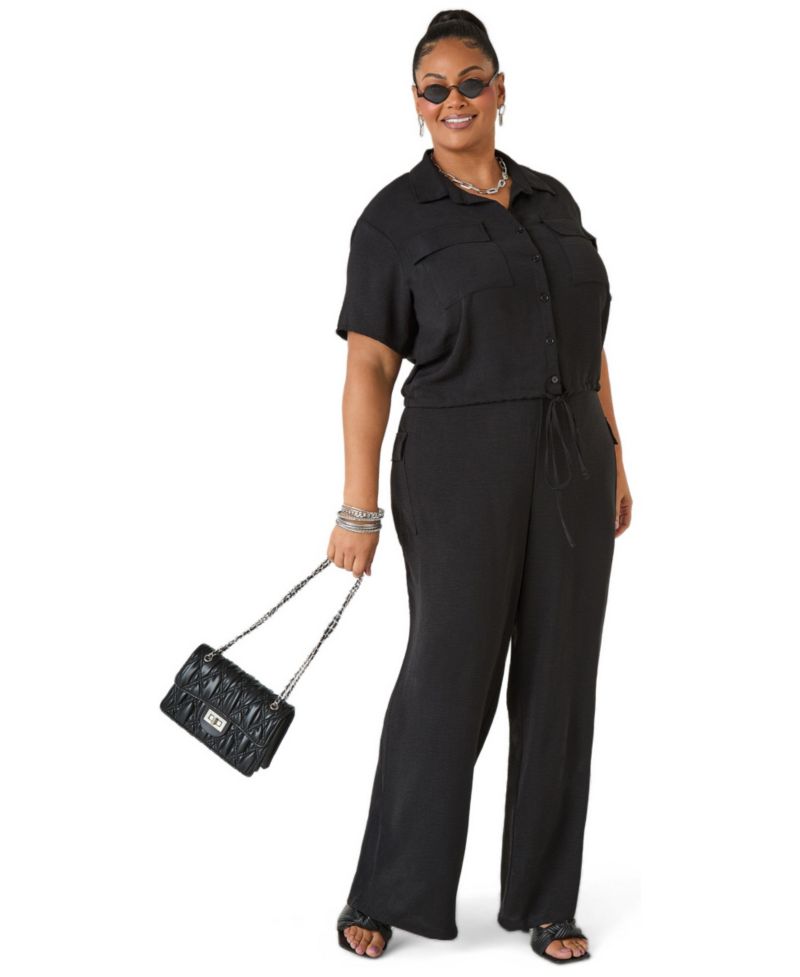 Plus Size Drawstring Cropped Shirt