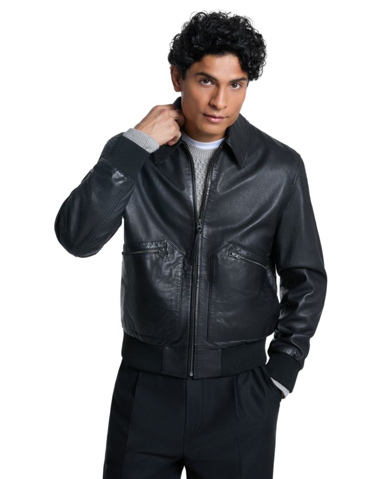 Men's Teddy Genuine Leather Bomber Jacket