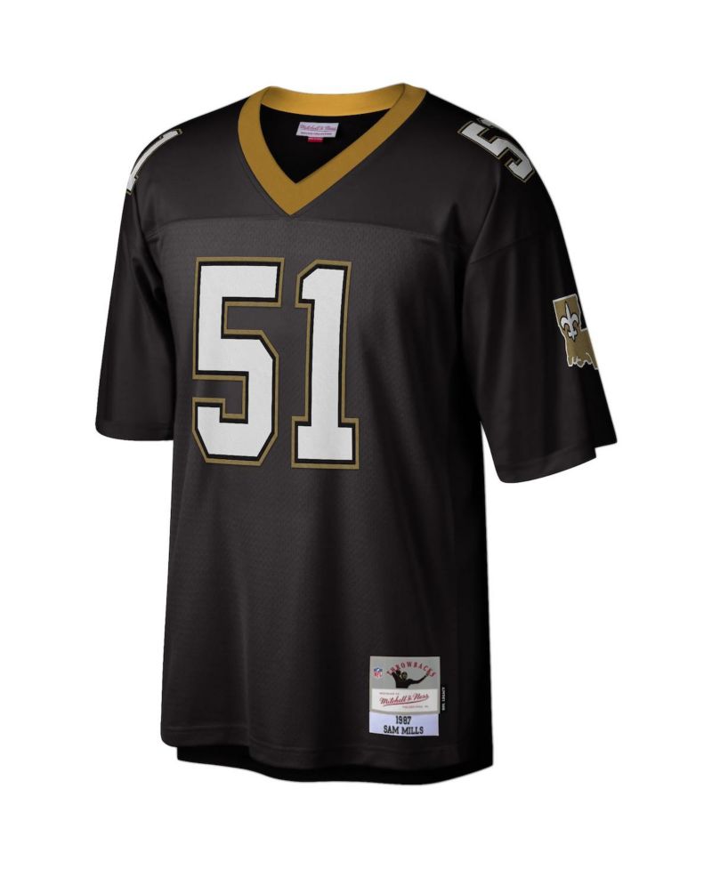 Men's Sam Mills Black New Orleans Saints 1987 Legacy Replica Jersey
