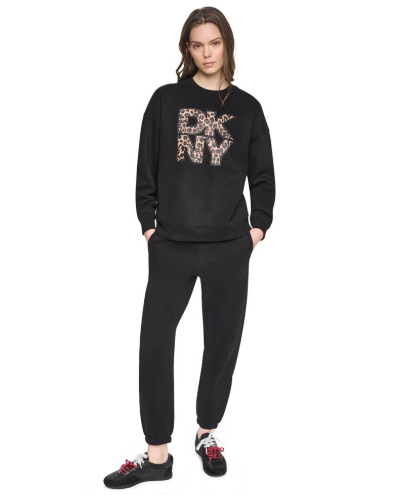 Women's Stacked Puff Outline Graphic Crewneck Pullover Sweatshirt